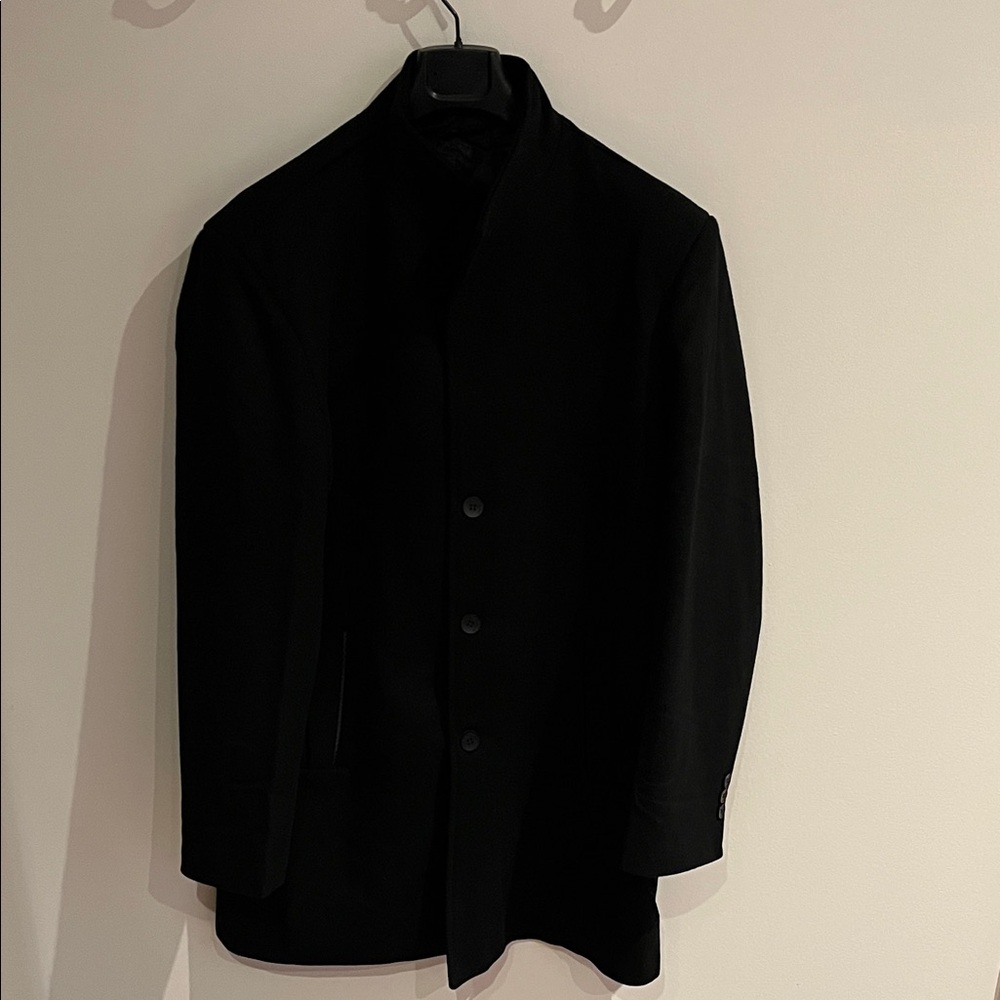 Men’s Black Button-Up 3/4 Winter Jacket